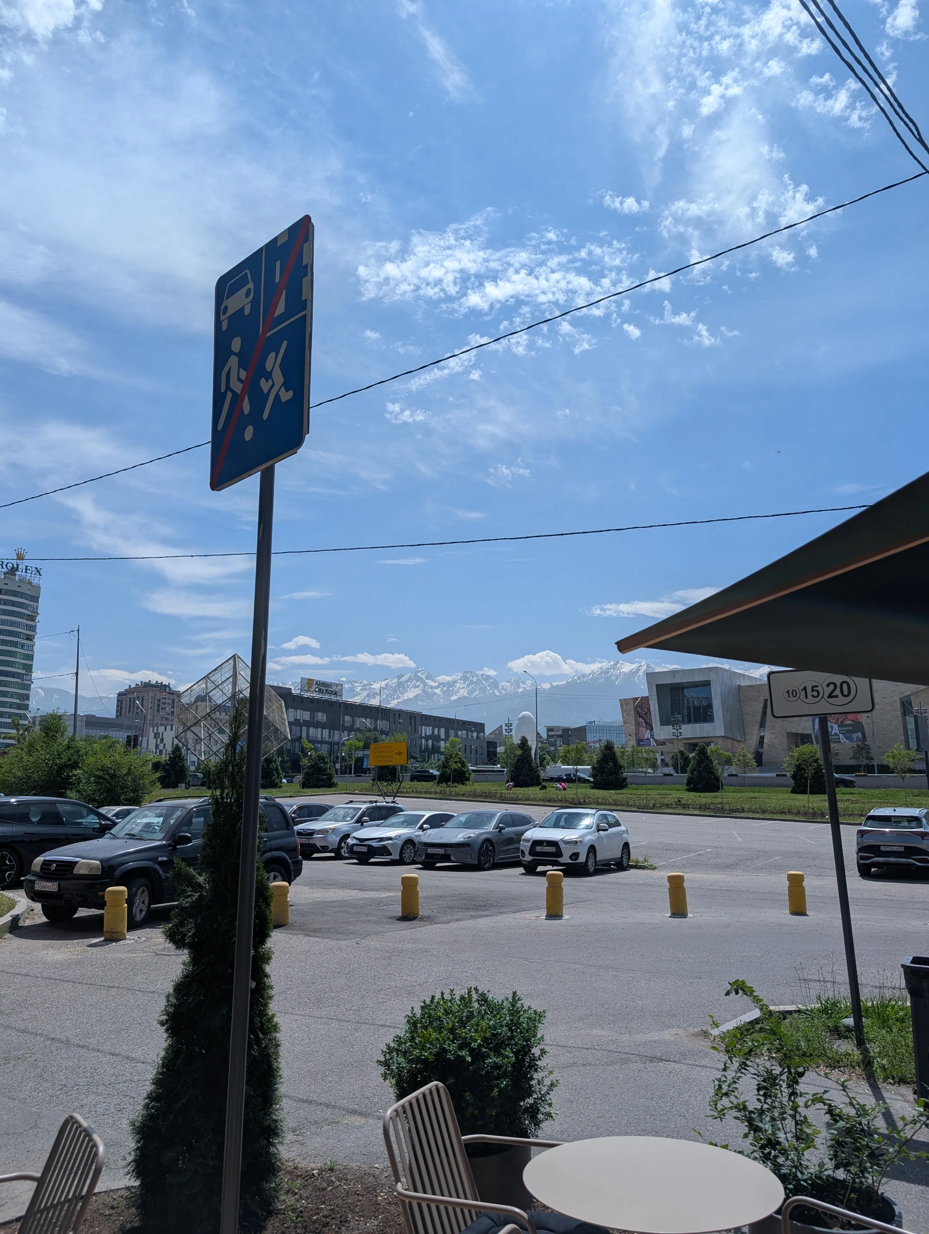 The snow-capped Zailiysky Alatau seen from the terrace at Collab